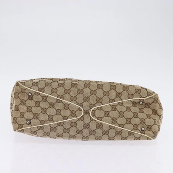 GUCCI GG Canvas Tote Bag Beige Silver 113017 Auth - Picture 8 of 14